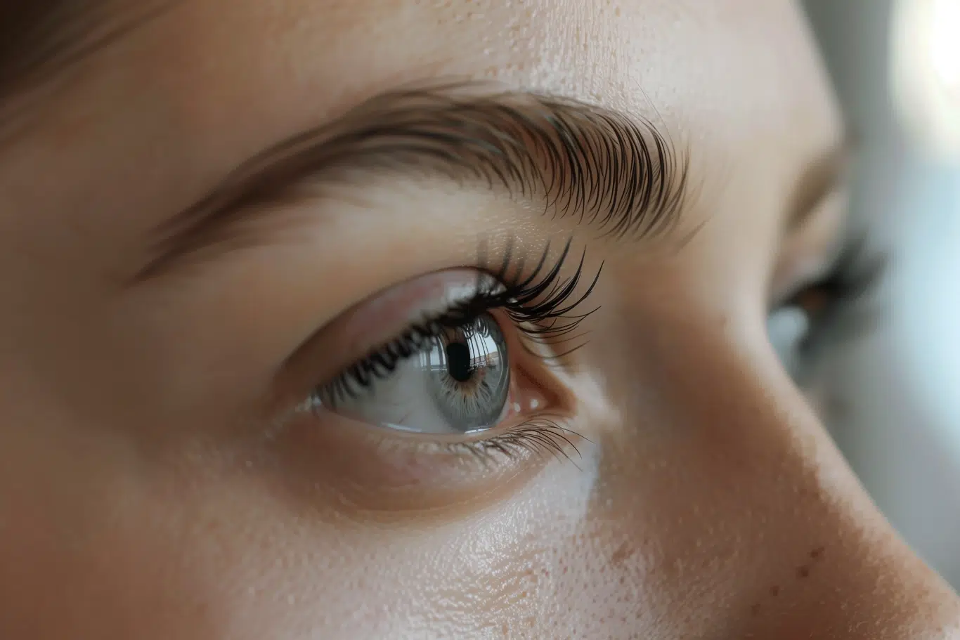 Will I Have Scars After Lower Blepharoplasty (Eyelid Surgery)? 1 Close up of a woman s eye with long eyelashes and smooth skin.